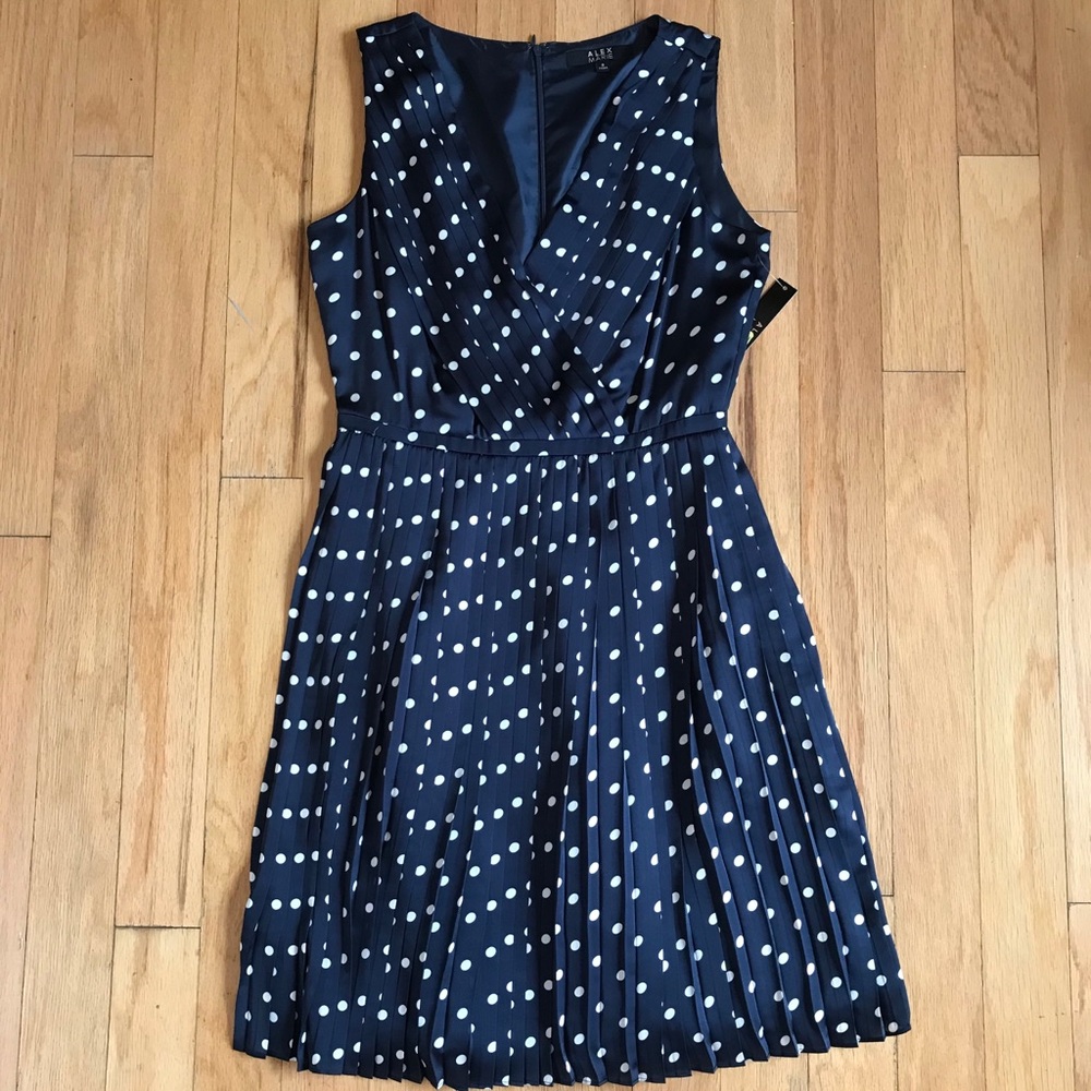 Pleated polka dot dress by Alex Marie NWT